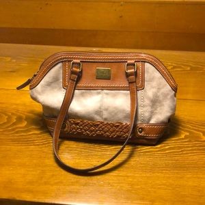 B. O. C Handbag Buckskin and Brown leather 15”X 9” Like New Excellent Condition